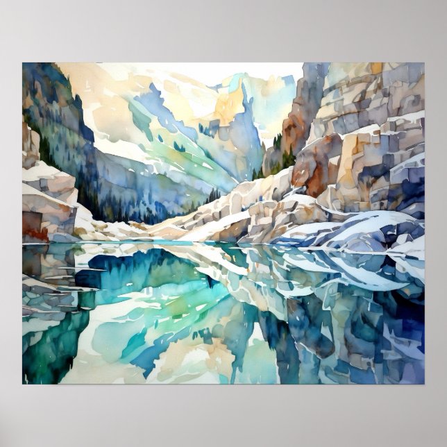 Glacier National Park Watercolor Poster (Front)