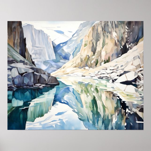 Glacier National Park Watercolor Poster (Front)