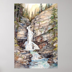 Glacier National Park Watercolor Poster
