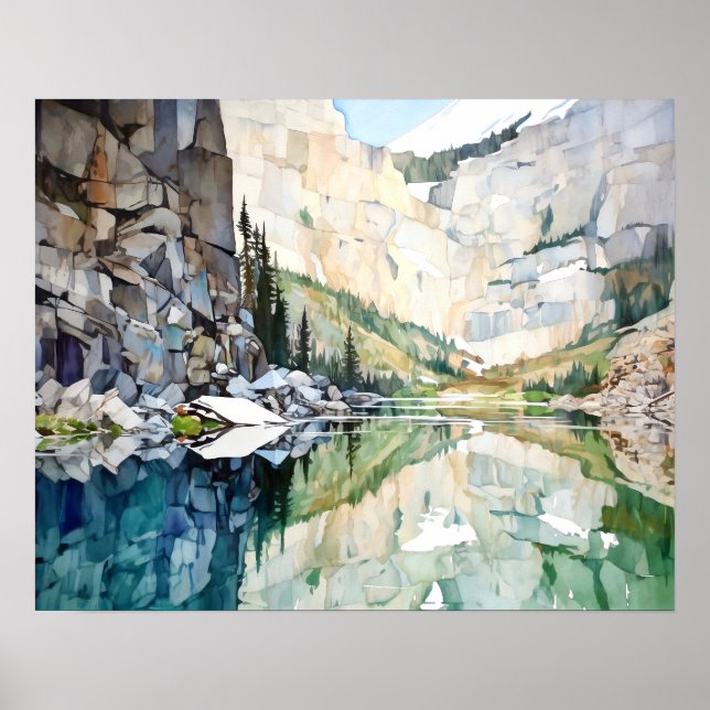 Glacier National Park Watercolor Poster (Front)