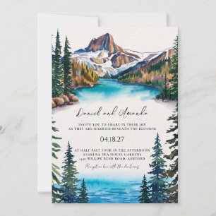 Glacier National Park Watercolor Wedding Invitation
