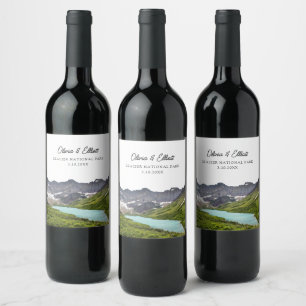 Glacier National Park Wedding Favour Personalised Wine Label