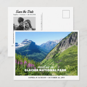 Glacier National Park Wedding Save the Date Postcard