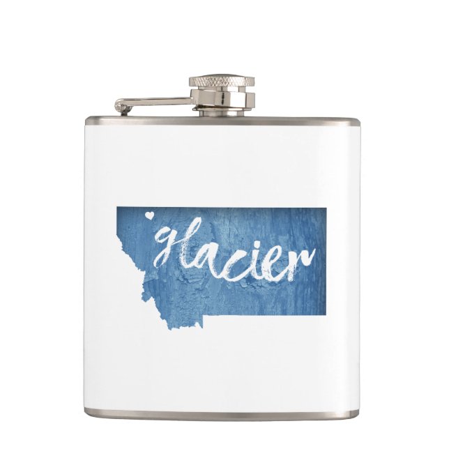 Glacier National Park Wood Grain Hip Flask (Front)