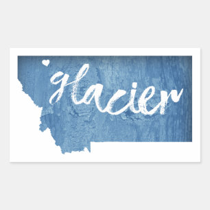 Glacier National Park Wood Grain Rectangular Sticker