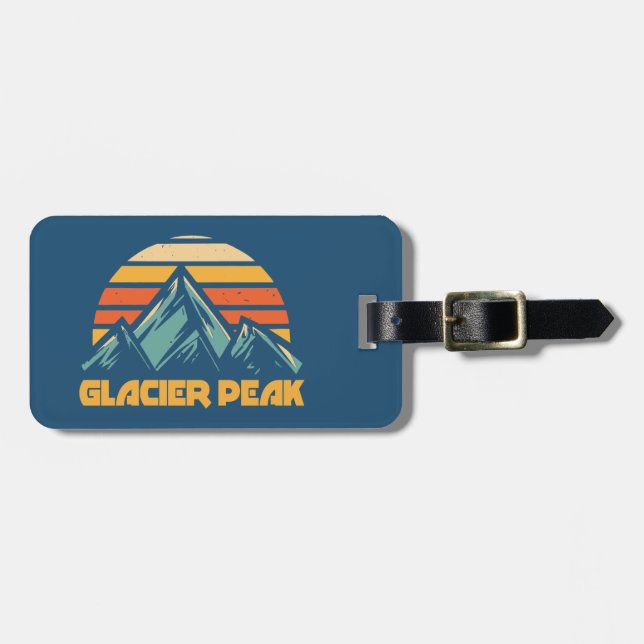 Glacier Peak Retro Turquoise Luggage Tag (Front Horizontal)