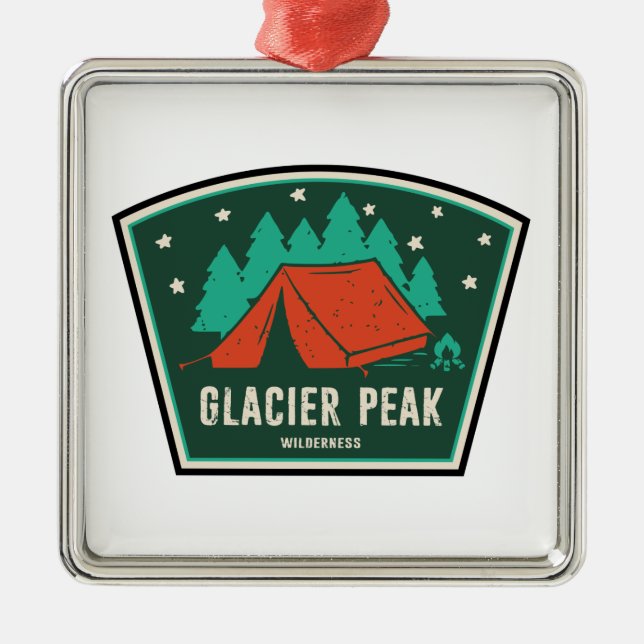 Glacier Peak Wilderness Camping Metal Tree Decoration (Front)
