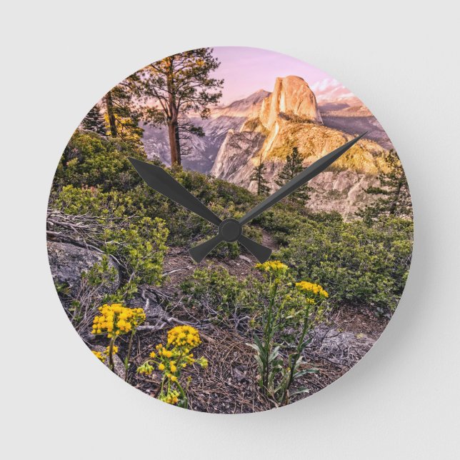 Glacier Point Sunset (Vertical) Round Clock (Front)