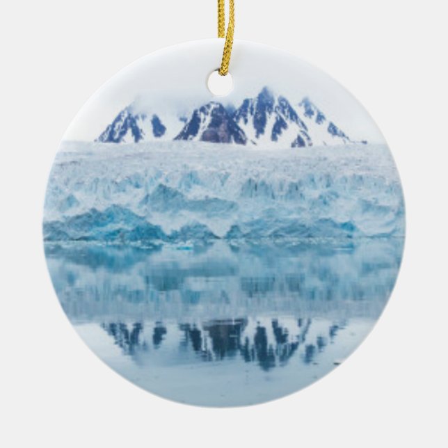Glacier reflections, Norway Ceramic Tree Decoration (Front)