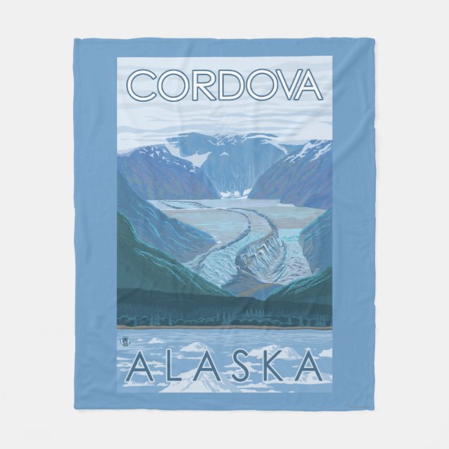 Glacier Scene - Cordova, Alaska Fleece Blanket (Front)