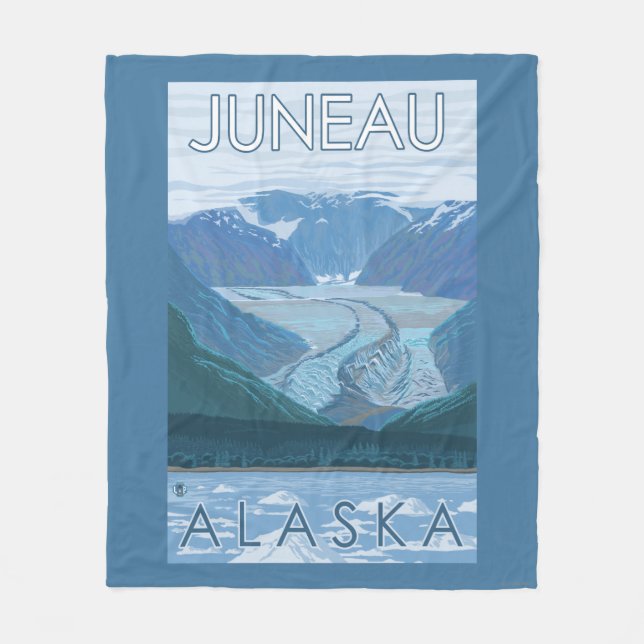 Glacier Scene - Juneau, Alaska Fleece Blanket (Front)