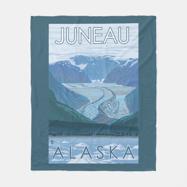 Glacier Scene - Juneau, Alaska Fleece Blanket (Front)