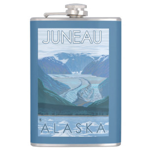 Glacier Scene - Juneau, Alaska Hip Flask