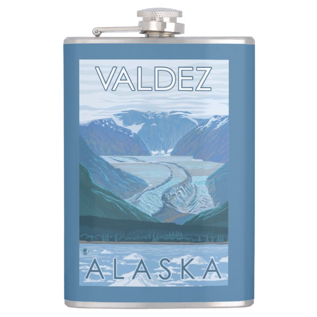 Glacier Scene - Valdez, Alaska Hip Flask (Front)