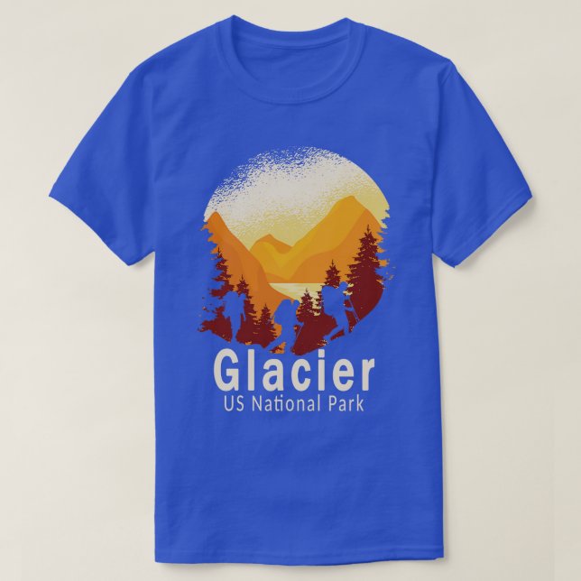 Glacier US National Park Montana Mountains Hiking  T-Shirt (Design Front)