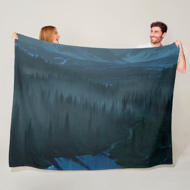 Glacier Valley (Moonlit) Fleece Blanket (In Situ)
