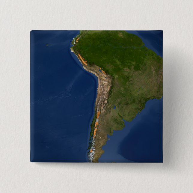 Glaciers in regions of South America 15 Cm Square Badge (Front)