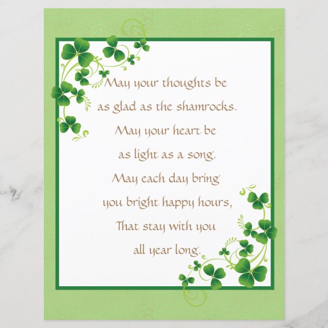 Glad As Shamrocks Irish Blessing Scrapbook (Front)