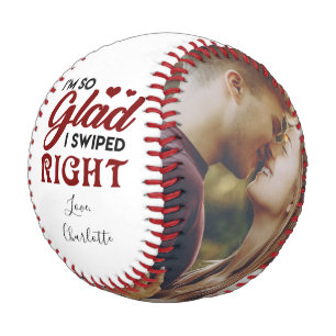Glad I Swiped Right Photo Engagement Keepsake Baseball
