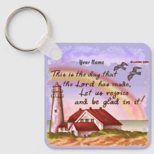 Glad Lighthouse Christian keychain