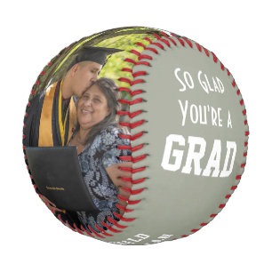 GLAD YOU'RE A GRAD 2 Photo Monogram Graduation Baseball