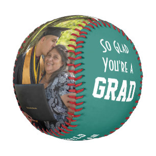 GLAD YOU'RE A GRAD 2 Photo Monogram Graduation Baseball