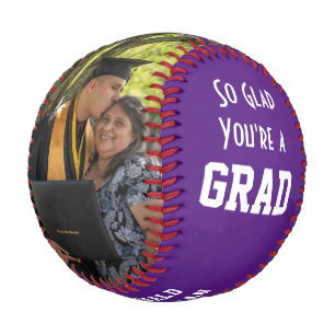 GLAD YOU'RE A GRAD 2 Photo Monogram Graduation Baseball