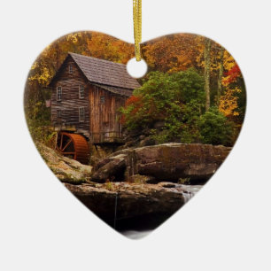 Glade Creek Grist Mill Ceramic Tree Decoration