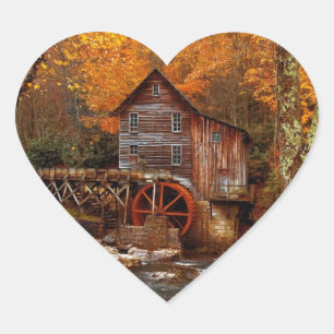 Glade Creek Grist Mill Heart Sticker