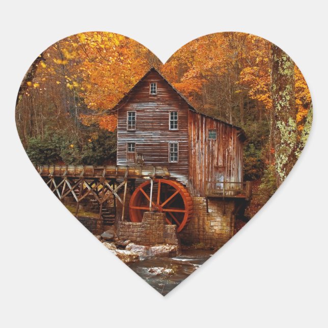 Glade Creek Grist Mill Heart Sticker (Front)
