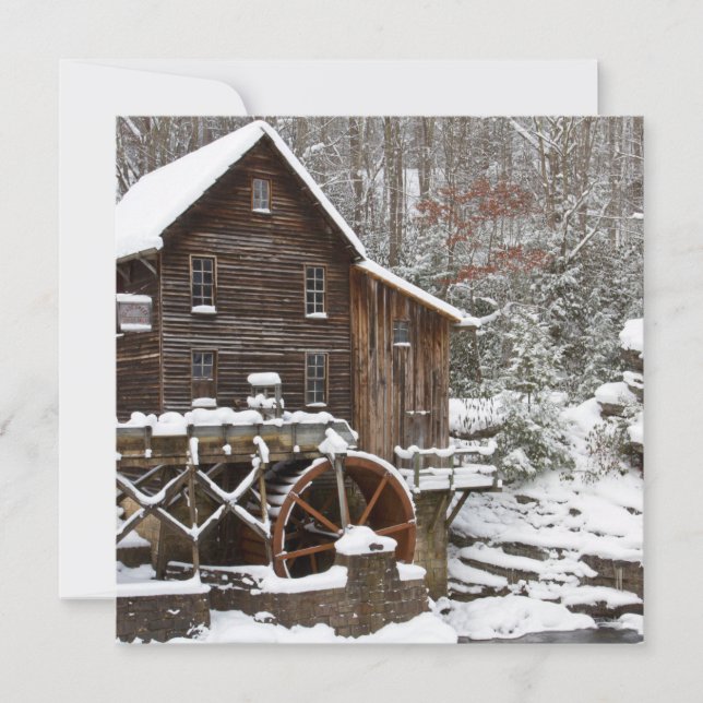 Glade Creek Grist Mill in Winter Holiday Card (Front)