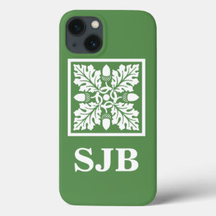 Glade Green Acorn and Leaf Tile Design iPhone 13 Case