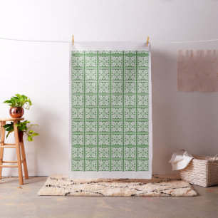 Glade Green Acorn and Leaf Tile Design Fabric