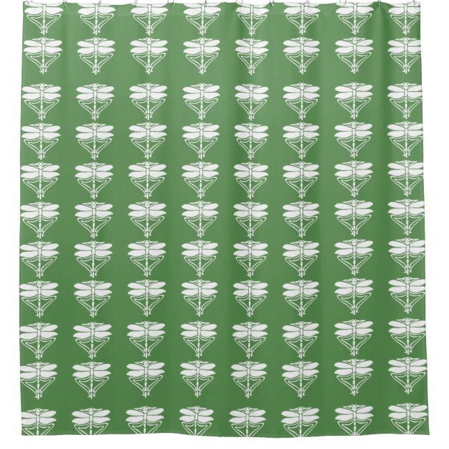 Glade Green Arts and Crafts Dragonflies Shower Curtain (Front)