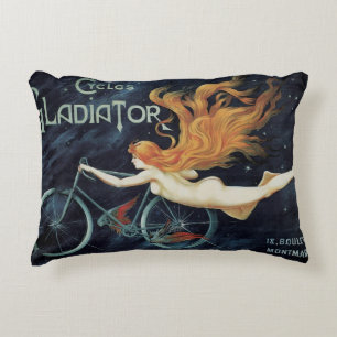 Gladiator Cycles, Vintage Victorian Art Nouveau Decorative Cushion