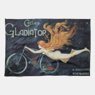 Gladiator Cycles, Vintage Victorian Art Nouveau Tea Towel