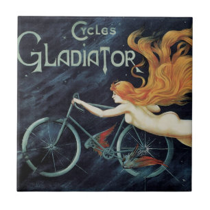 Gladiator Cycles, Vintage Victorian Art Nouveau Tile