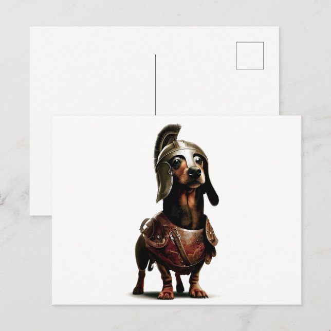 Gladiator Dachshund post card art (Front/Back)