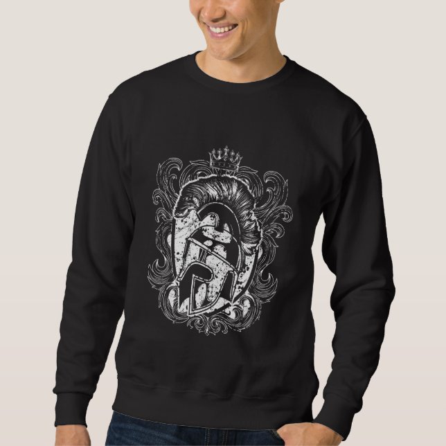 Gladiator Helmet Shield Spartan Workout Warrior Gr Sweatshirt (Front)