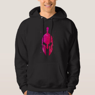 Gladiator Helmet Symbol Pink Spartan Girl Workout  Hoodie