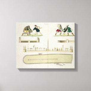 Gladiators and a plan of the circus of Caracalla, Canvas Print