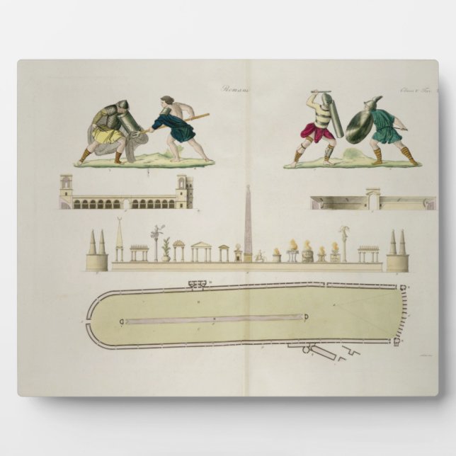 Gladiators and a plan of the circus of Caracalla, Plaque (Front)