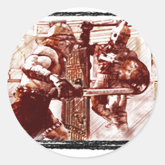 Gladiators in Arena Classic Round Sticker