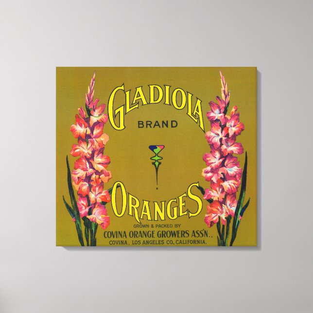 Gladiola Brand Citrus Crate Label Canvas Print (Front)
