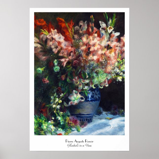 Gladioli in a Vase Pierre Auguste Renoir painting Poster (Front)