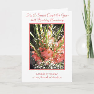 Gladioli Personalised 40th Wedding Anniversary Card