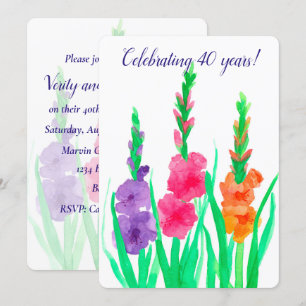 Gladiolus 40th Wedding Anniversary Invitation