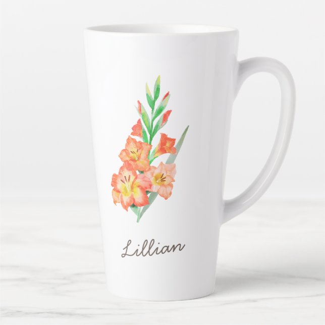 Gladiolus Birth Month Flower for August Latte Mug (Right)