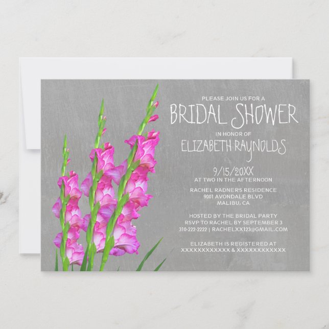 Gladiolus Bridal Shower Invitations (Front)