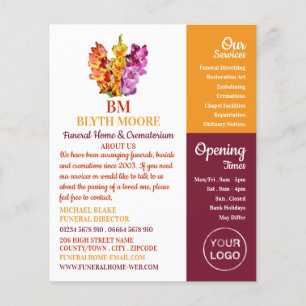 Gladiolus Flowers, Funeral Home, Directors Flyer